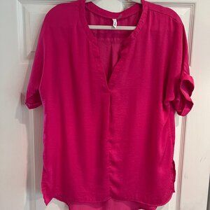 Hot Pink V-neck GLAM top (small)